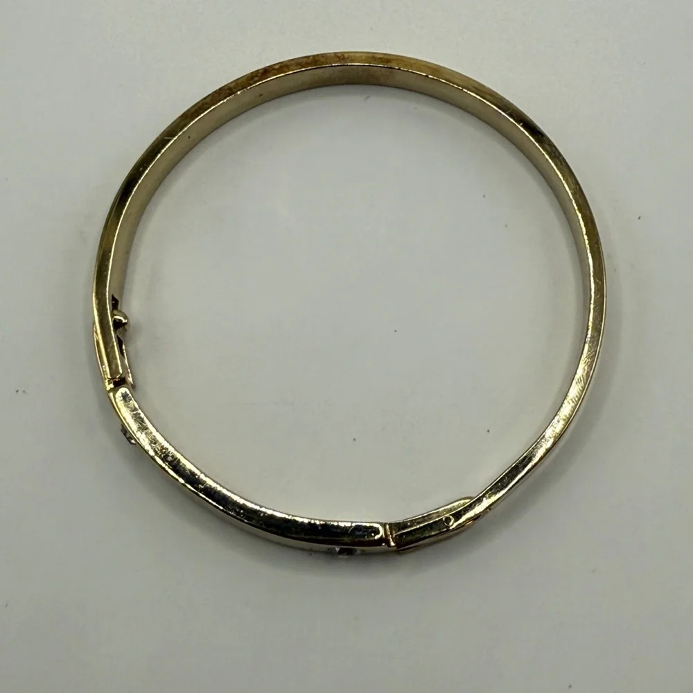 Ann Taylor‎ Hinged Bangle Elegant Gold Tone Bracelet with Crystal Accents